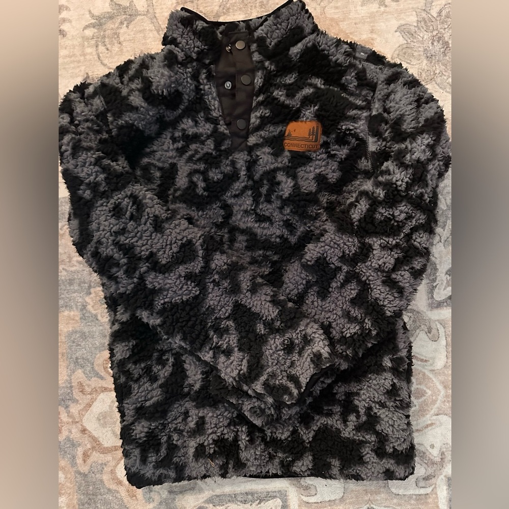 Women’s Black and Gray Sherpa Sweater